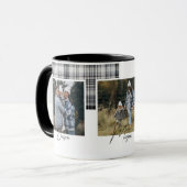 Gezellige zwart-wit geruite stof Family Foto's Mok (Voorkant links)