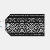 Gezellige Zwart & Wit Scandinavische Trui Kerstmis Cadeaulabel (Achterkant Horizontaal)