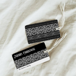 Gezellige Zwart & Wit Scandinavische Trui Kerstmis Cadeaulabel