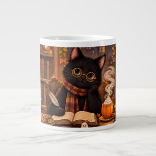 Gezellige Zwarte Kat Boekwinkel Halloween Grote Koffiekop