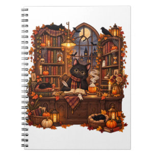 Gezellige Zwarte Kat Boekwinkel Halloween Notitieboek