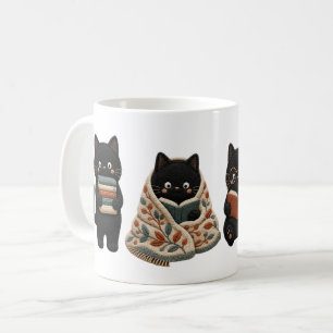 Gezellige Zwarte Katten die Boeken Lezen Koffiemok