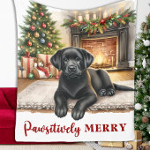 Gezellige zwarte labrador hond vakantie puppy kers fleece deken