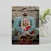 Gezelliger Samen Kerstmis Foto Goud Folie Feestdagenkaart (Staand Voorkant)