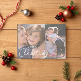 Gezelligste kerst familie vreugde 2 foto kerst feestdagenkaart