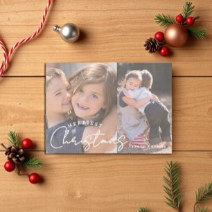 Gezelligste kerst familie vreugde 2 foto kerst feestdagenkaart