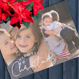 Gezelligste kerst familie vreugde 2 foto kerst folie feestdagenkaart