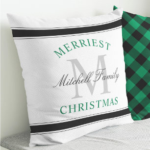 Gezelligste Kerst Groen Familie Monogram Vakantie Kussen