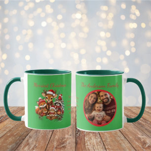 Gezelligste Kerstmis Bosdieren Familie Foto Mok