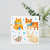 Gezelschapsdieren Feestdagenkaart (Staand voorkant)