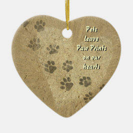 Gezelschapsdieren laten Paw-afdrukken op ons hart Keramisch Ornament