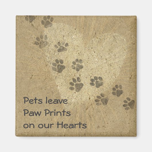 Gezelschapsdieren laten Paw-afdrukken op ons hart Magneet (Voorkant)