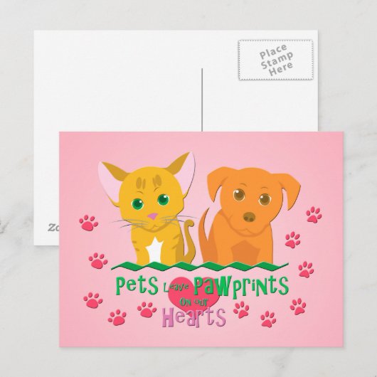 Gezelschapsdieren laten pokken op ons hart briefkaart (Voorkant / Achterkant)