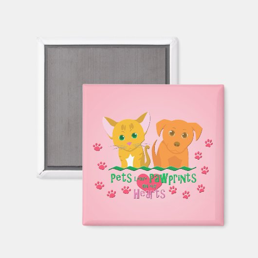 Gezelschapsdieren laten pokken op ons hart magneet (Voorkant / Achterkant)