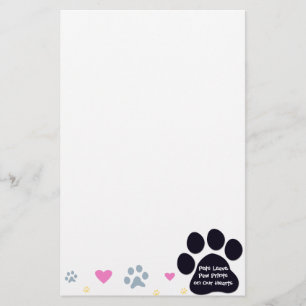 Gezelschapsdieren laten verf afdrukken op ons hart briefpapier