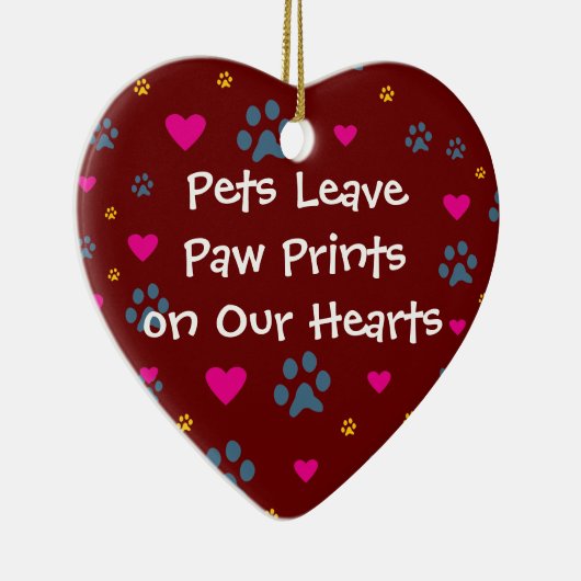 Gezelschapsdieren laten verf afdrukken op ons hart keramisch ornament (Rechts)