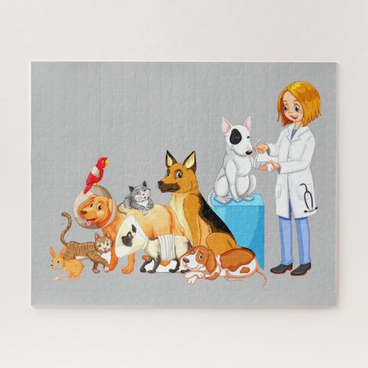 Gezelschapsdieren met dierenarts legpuzzel (Horizontaal)
