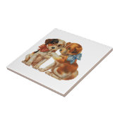 gezelschapsdieren, papaverliefdesPuppies met boge Tegeltje (Zijkant)