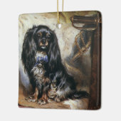  gezelschapsdieren, zwarte Speelgoed spaniel Puppy Keramisch Ornament (Links)
