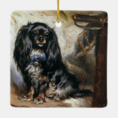  gezelschapsdieren, zwarte Speelgoed spaniel Puppy Keramisch Ornament (Achterkant)