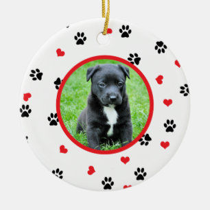 gezelschapsfoto met schattig zoete poot en hartpat keramisch ornament