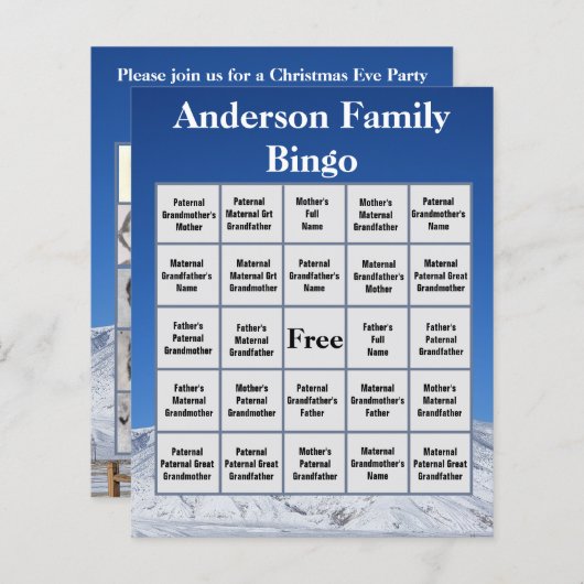 Gezelschapsspel Bingo Besneeuwde Berg Foto (Voorkant / Achterkant)