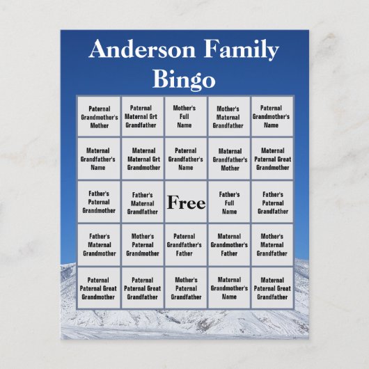 Gezelschapsspel Bingo Besneeuwde Berg Foto (Voorkant)