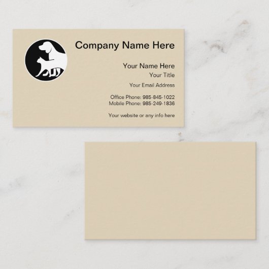 Gezelschapsthema's en katten visitekaartje (Voorkant / Achterkant)