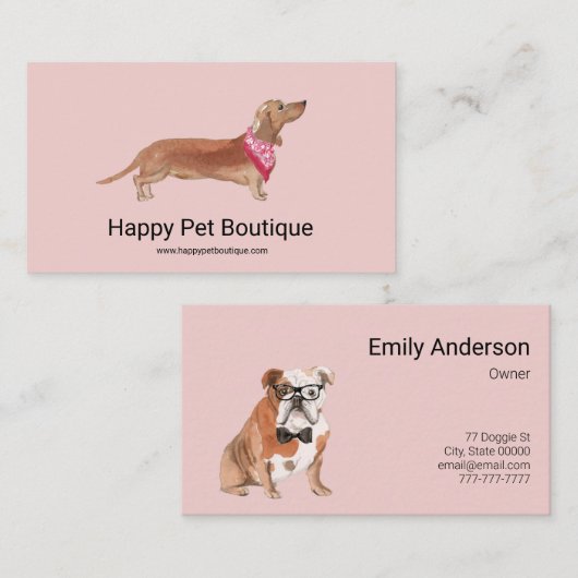 Gezelschapsverlof, zitplaats van de hond, Visiteka Visitekaartje (Voorkant / Achterkant)