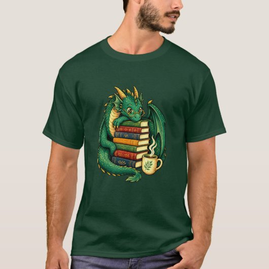 Gezemd boekendragonlezer T-shirt | Fantasy cadeau (Voorkant)