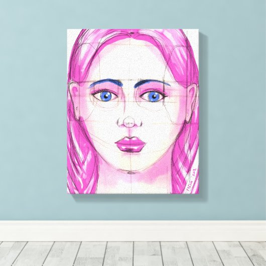 Gezicht 5 canvas afdruk (Insitu (Houten vloer))