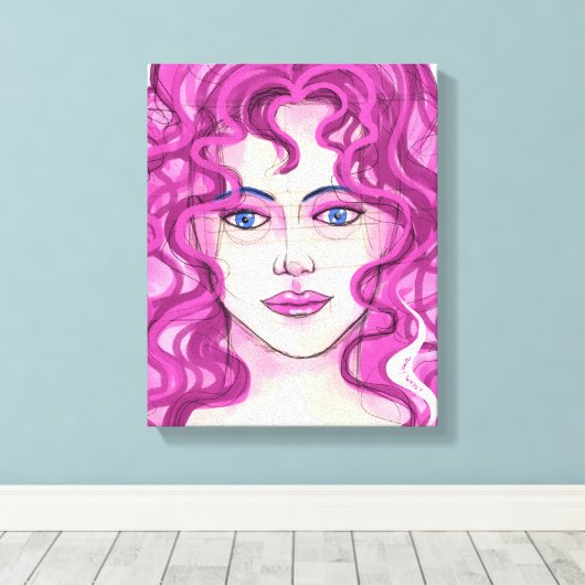 Gezicht 7 canvas afdruk (Insitu (Houten vloer))