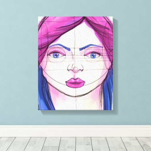 Gezicht 9 canvas afdruk (Insitu (Houten vloer))