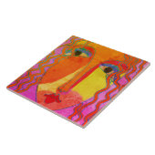 Gezicht Abstract Digitaal Schilderen Tegeltje (Zijkant)