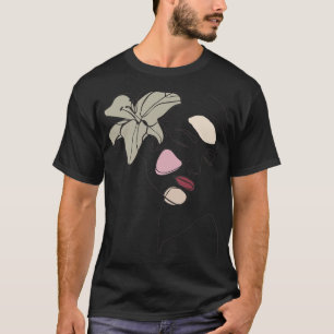 Gezicht Abstracte Lijn Kunst Tekening Esthetische T-shirt