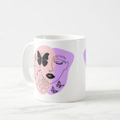 Gezicht abstracte minimalistische herbruikbare boo koffiemok (Voorkant links)