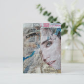 Gezicht Abstracte Mixed Media Collage Briefkaart (Staand voorkant)