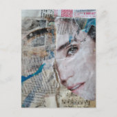 Gezicht Abstracte Mixed Media Collage Briefkaart (Voorkant)