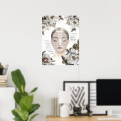 Gezicht Anatomie Facial Fat Pad met Pioen Bloemen Poster (Thuiskantoor)