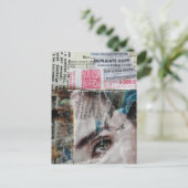 Gezicht en abstracte mixed media collage met reken briefkaart (Staand voorkant)