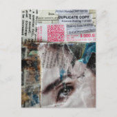 Gezicht en abstracte mixed media collage met reken briefkaart (Voorkant)