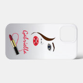 Gezicht en Lipstick Kiss Mirror Beauty Make-up Art Case-Mate iPhone Case (Achterkant (horizontaal))
