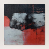 Gezicht en rode Abstracte kunst Legpuzzel (Horizontaal)