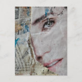 Gezicht en woorden abstracte mixed media collage briefkaart (Voorkant)