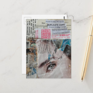 Gezicht en woorden duplicaat kopie gemengde media briefkaart