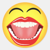 Gezicht Geel Lachend Emoticon Ronde Sticker (Voorkant)