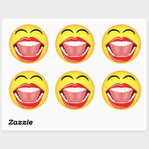 Gezicht Geel Lachend Emoticon Ronde Sticker