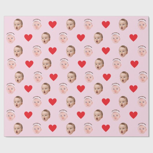 Gezicht Gift Wrap, Aangepaste Foto Gift Wrap, Baby Cadeaupapier (Vlak)