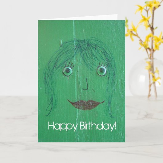 Gezicht Graffiti, Gelukkige Verjaardag! Kaart (Gele Bloem)