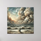 Gezicht in de wolken - Surrealistisch oceaanlandsc Canvas Afdruk (Voorkant)